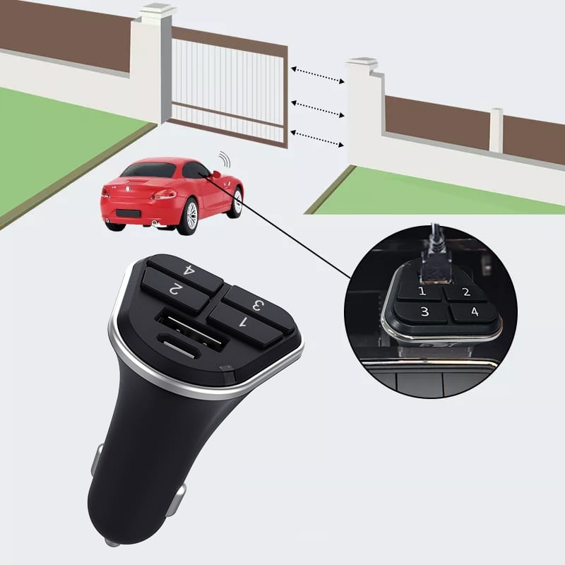 What is the range of a multi-frequency garage door remote?